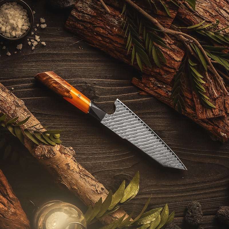 Series VG10 Handle - Elite Series VG10 Damascus Knife Set with Exotic Burl Wood Handle - Shokunin USA
