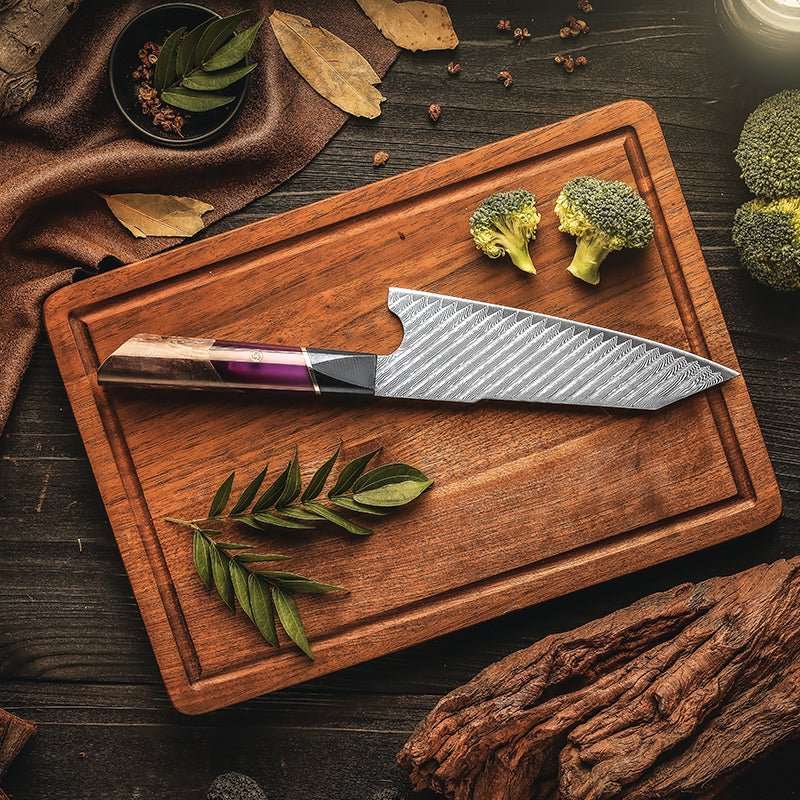 Series Damascus Knife - Elite Series VG10 Damascus Knife Set with Exotic Burl Wood Handle - Shokunin USA