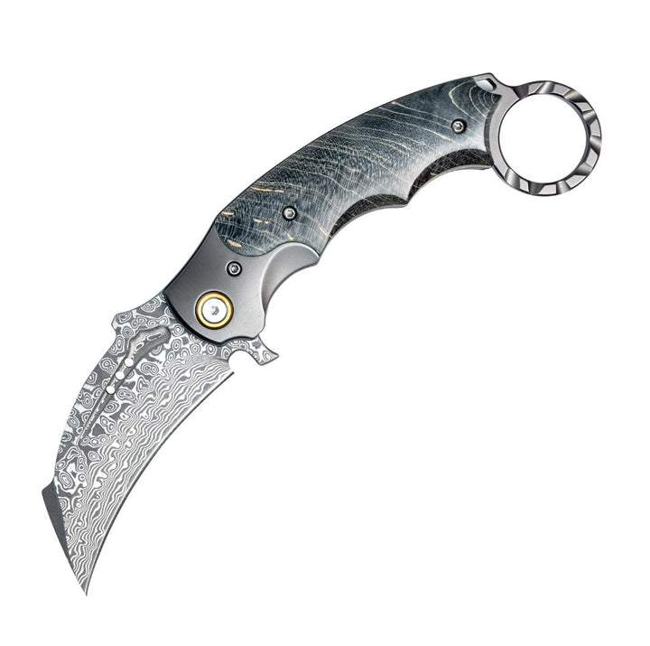 vg10 knife - Falcon Japanese Damascus Pocket Knife with Exotic Stained Maple Burl Handle - Shokunin USA