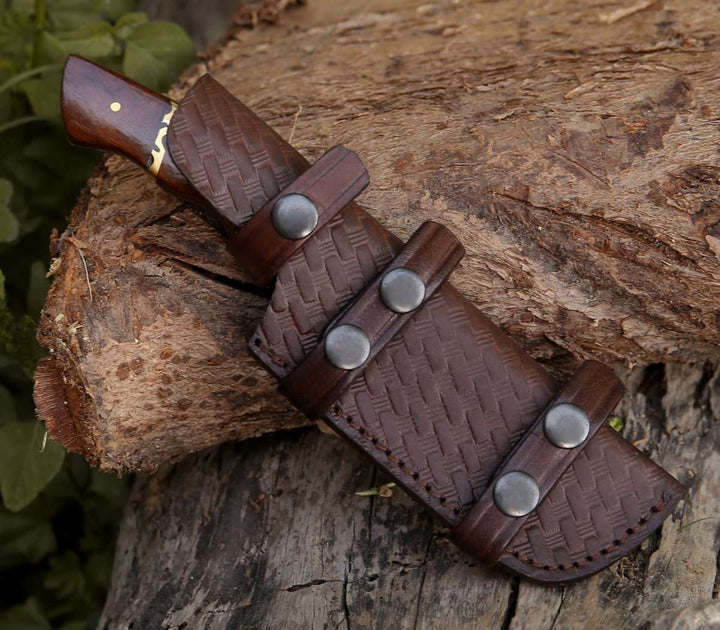 Fang Knife knives - Fang Damascus Camp Knife with Rose Wood Handle - Shokunin USA