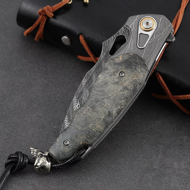 Feoh Japanese knives - Feoh Japanese Damascus Pocket Knife VG10 with Stained Maple Burl Handle - Shokunin USA
