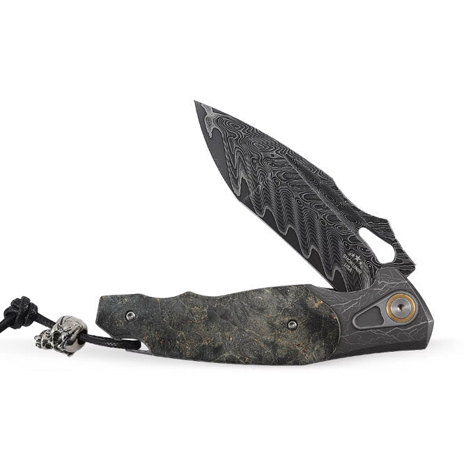 Feoh Damascus knives - Feoh Japanese Damascus Pocket Knife VG10 with Stained Maple Burl Handle - Shokunin USA