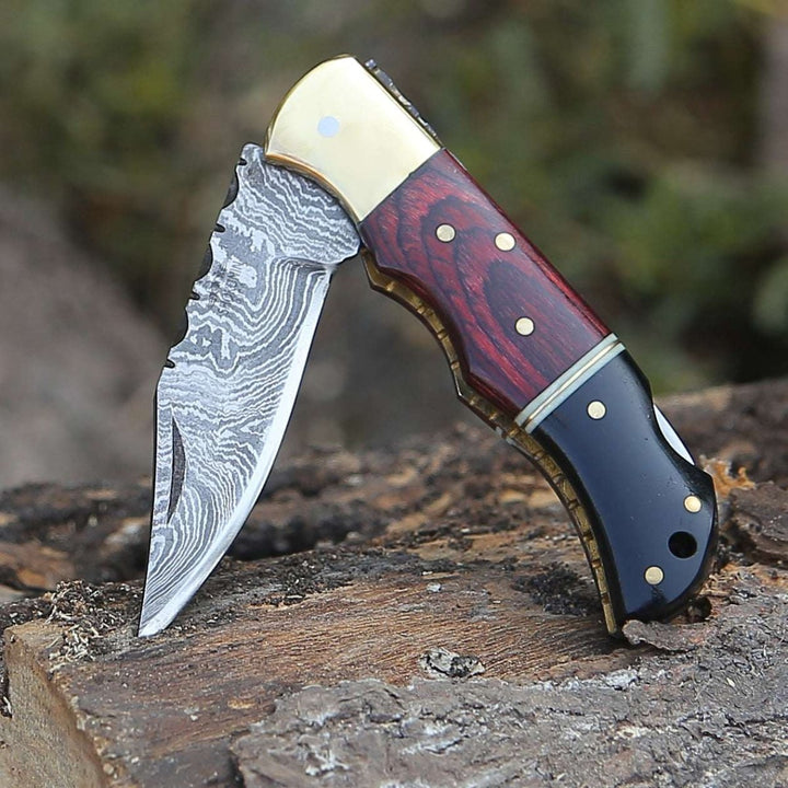 Firestrike Pocket knives - Firestrike Pocket Knife with Bull Horn &amp; Pakkawood Handle - Shokunin USA