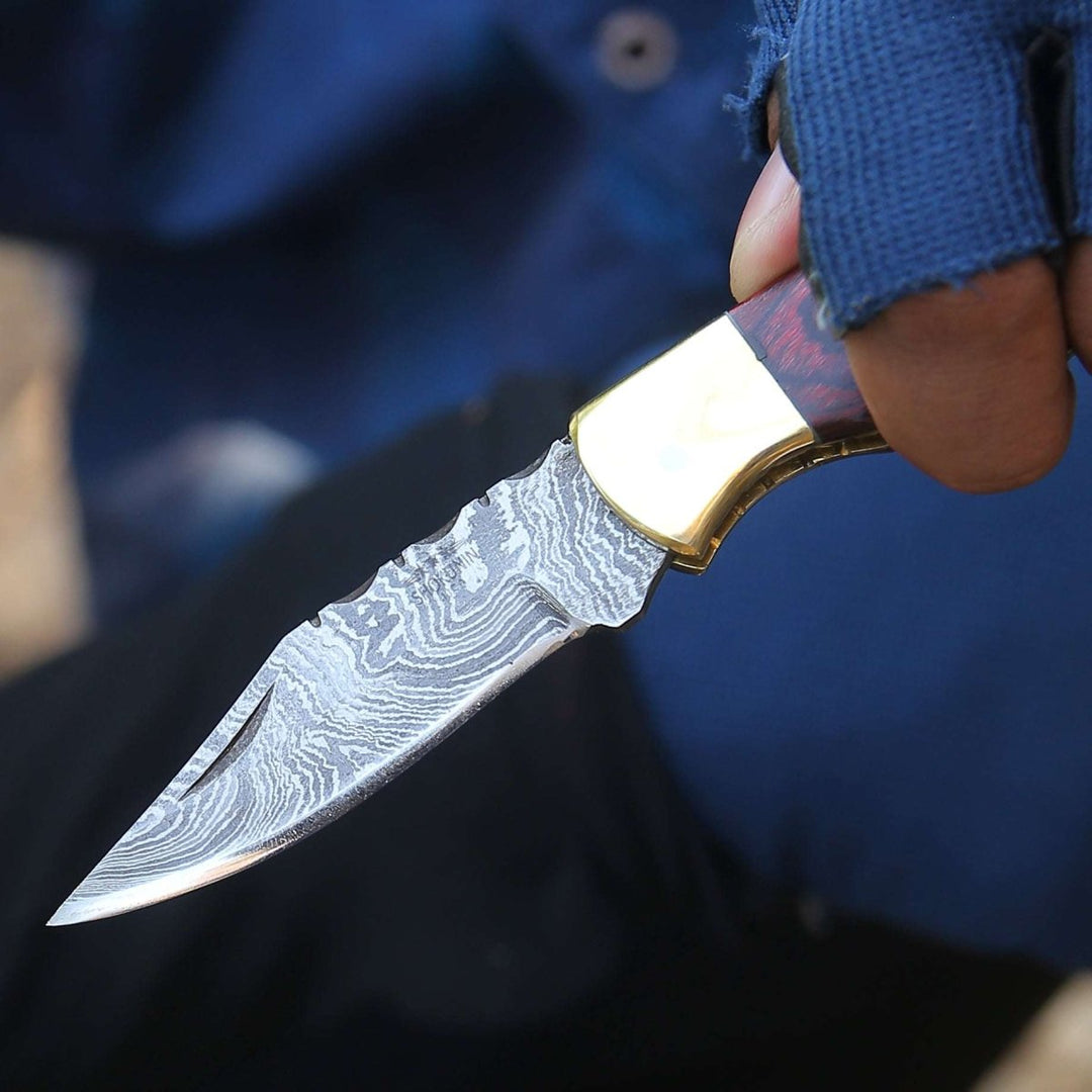 Firestrike Bull knives - Firestrike Pocket Knife with Bull Horn &amp; Pakkawood Handle - Shokunin USA