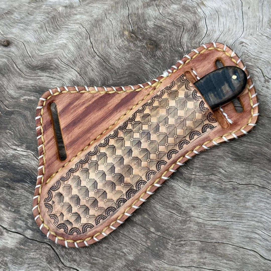 Knife Sheath – Handcrafted Leather Knife Sheath – Fits 4" Blades or Pocket Knives – shokuninusa