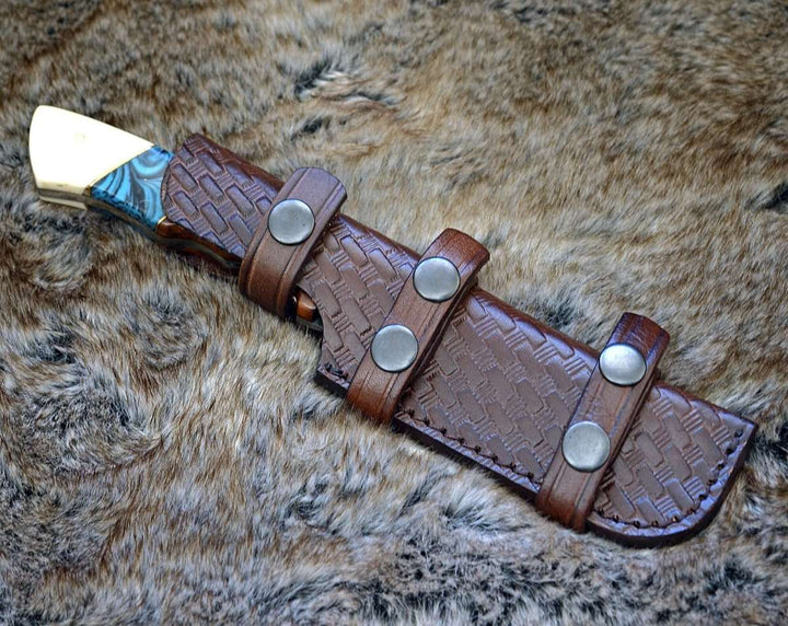 Harmony Hunting Handle - Harmony Gut Hook Hunting Knife with Rosewood Bone &amp; Turquoise Handle - Shokunin USA