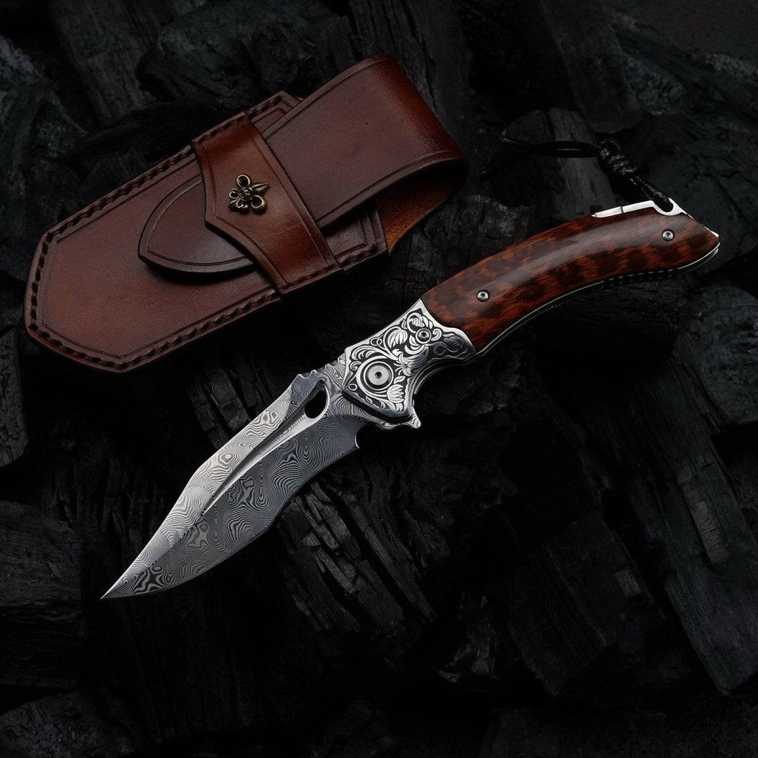 Heracles Japanese Handle - Heracles Japanese Gentlemen’s Folding Pocket Knife with Exotic Snake Wood Handle - Shokunin USA