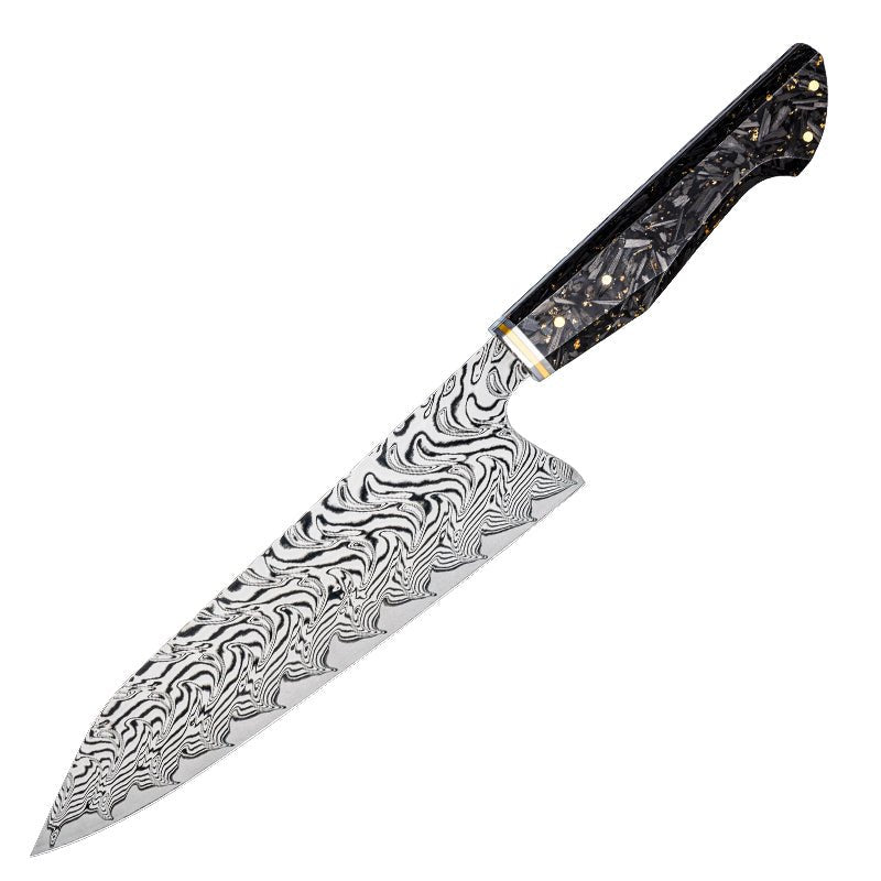 Increda Japanese Chef Knife VG-10 Damascus Steel Blade with Carbon Fiber Handle and Sheath - Shokunin USA