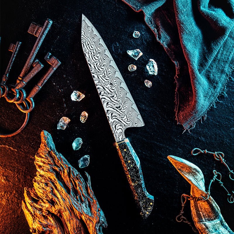 Increda Japanese Sheath - Increda Japanese Chef Knife VG-10 Damascus Steel Blade with Carbon Fiber - Shokunin USA