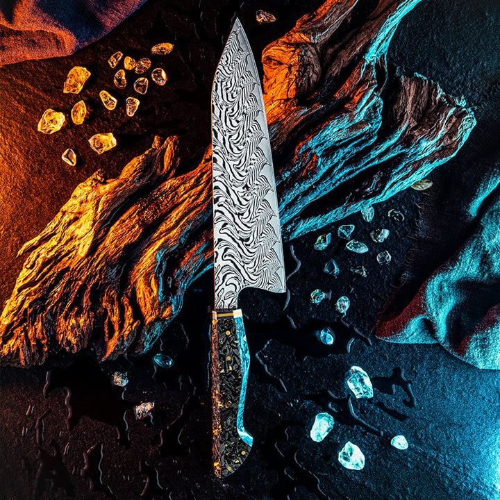 Increda Japanese leather - Increda Japanese Chef Knife VG-10 Damascus Steel Blade with Carbon Fiber - Shokunin USA