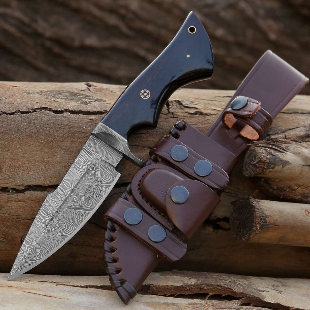Infinite Damascus Hunting Knife with Exotic Wenge Wood Handle - Shokunin USA