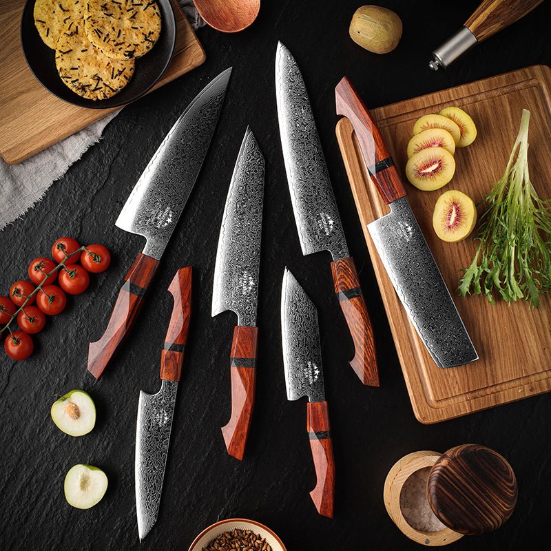 Infinity Chef Knife - Infinity Japanese Pro Chef Knife Set with Exotic Sandal Wood &amp; Resin Handle - Shokunin USA
