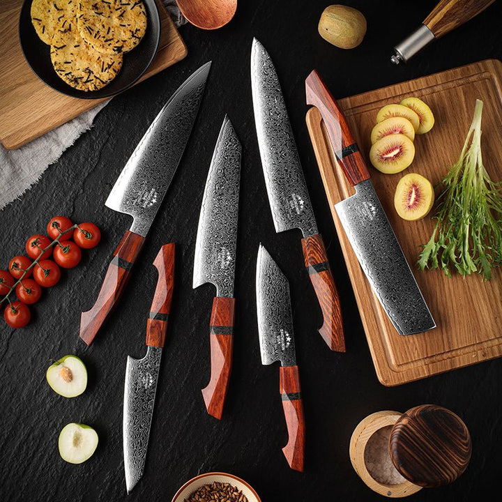 Infinity Chef Knife - Infinity Japanese Pro Chef Knife Set with Exotic Sandal Wood &amp; Resin Handle - Shokunin USA