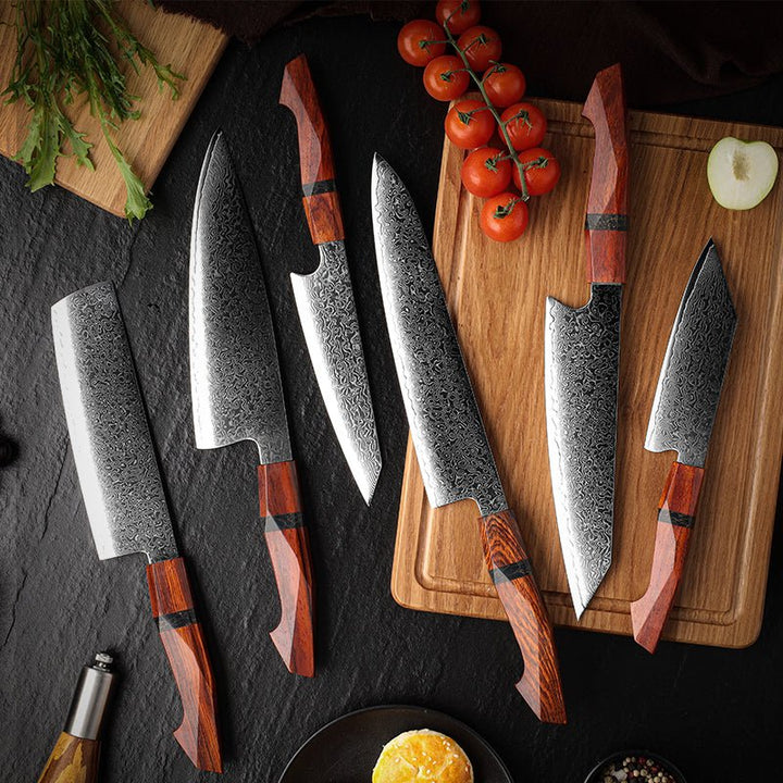 Infinity Japanese Handle - Infinity Japanese Pro Chef Knife Set with Exotic Sandal Wood &amp; Resin Handle - Shokunin USA