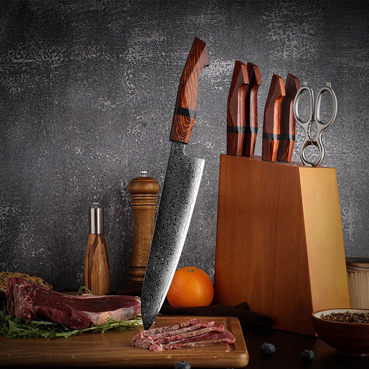 Infinity Handle knife - Infinity Japanese Pro Chef Knife Set with Exotic Sandal Wood &amp; Resin Handle - Shokunin USA