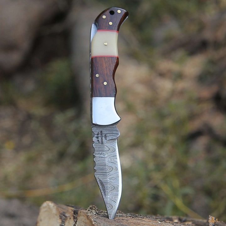 Ironclad Knife knives - Ironclad Pocket Knife with Rosewood &amp; Bone Scales - Shokunin USA