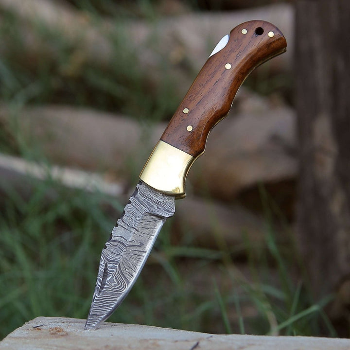 exotic pocket knives - Jaguar Pocket Knife with Exotic Rosewood Handle - Shokunin USA