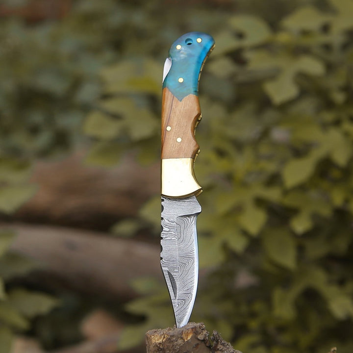 Knight Pocket knives - Knight Pocket Knife with Olive Wood &amp; Resin Handle - Shokunin USA