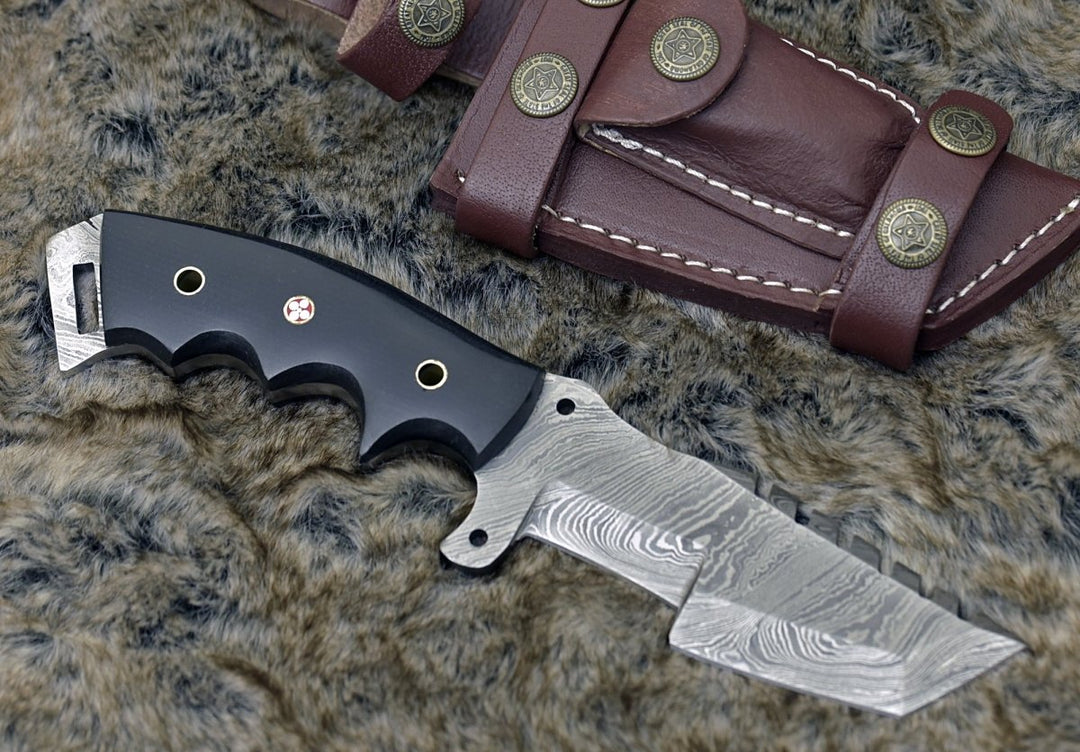 Knightmaker Damascus Knife - Knightmaker Damascus Steel Tracker Knife - Shokunin USA