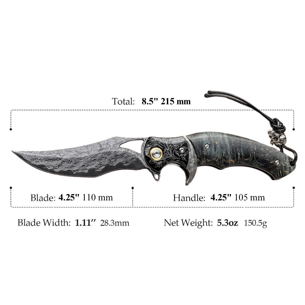 Legion Japanese knives - Legion Japanese VG10 Damascus Folding Knife with Exotic Stained Maple Wood Handle - Shokunin USA