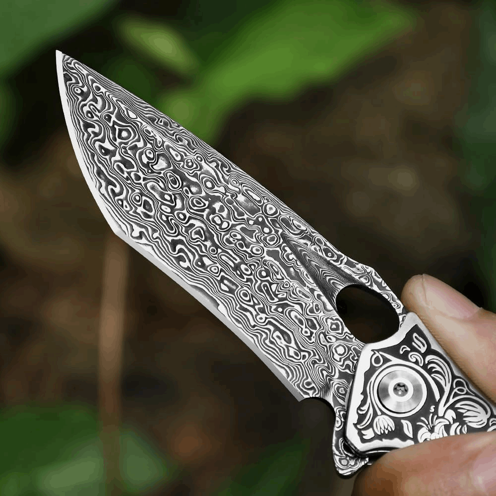 Magnum VG10 Handle - Magnum VG10 Damascus Pocket Knife with Exotic Red Sandal Wood Handle - Shokunin USA