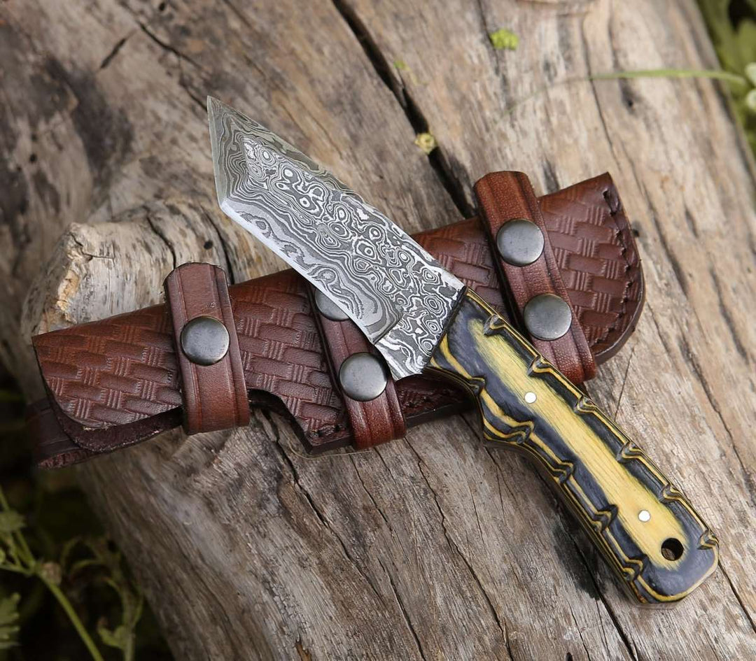 Marauder Knife knives - Marauder Damascus Tanto Knife with Pakkawood Handle - Shokunin USA