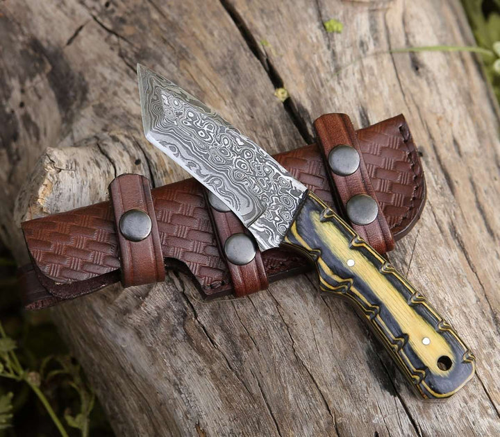 Marauder Knife knives - Marauder Damascus Tanto Knife with Pakkawood Handle - Shokunin USA
