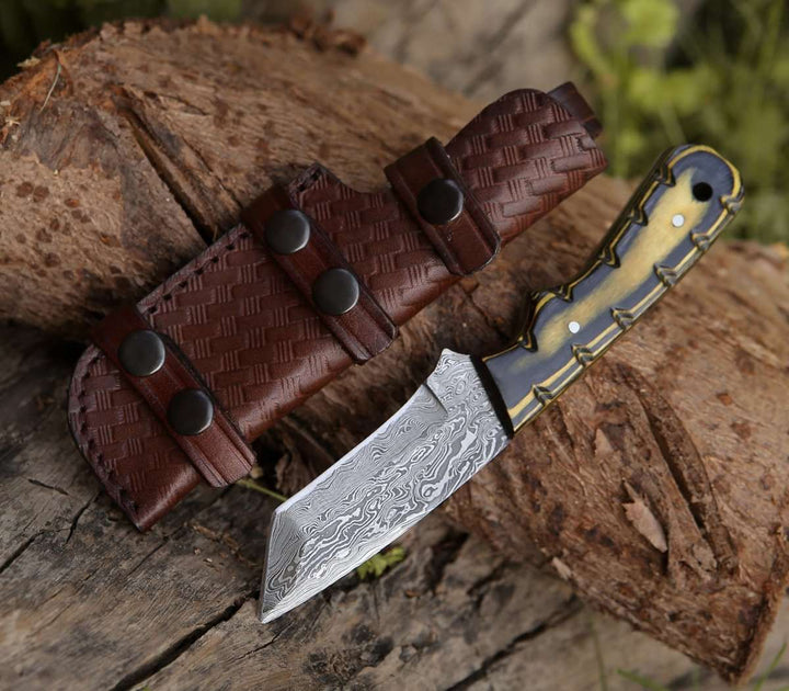 Marauder Damascus knives - Marauder Damascus Tanto Knife with Pakkawood Handle - Shokunin USA