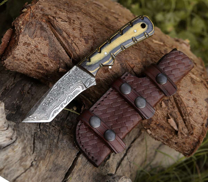 Marauder Damascus Handle - Marauder Damascus Tanto Knife with Pakkawood Handle - Shokunin USA