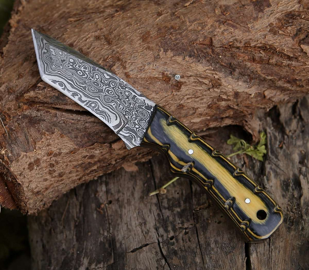 Marauder Tanto Knife - Marauder Damascus Tanto Knife with Pakkawood Handle - Shokunin USA