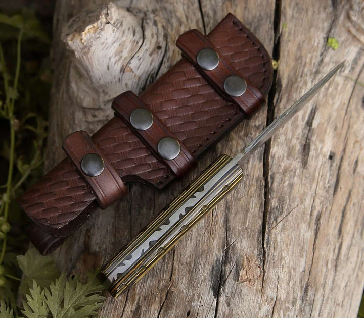 Marauder Knife Handle - Marauder Damascus Tanto Knife with Pakkawood Handle - Shokunin USA