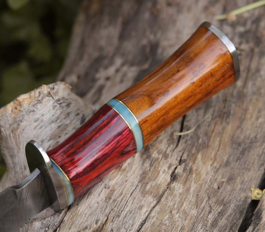 Mirage Hunting Knife - Mirage Damascus Hunting Knife with Rosewood Handle - Shokunin USA