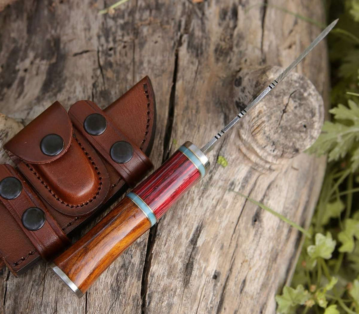 Mirage Hunting Bowie - Mirage Damascus Hunting Knife with Rosewood Handle - Shokunin USA