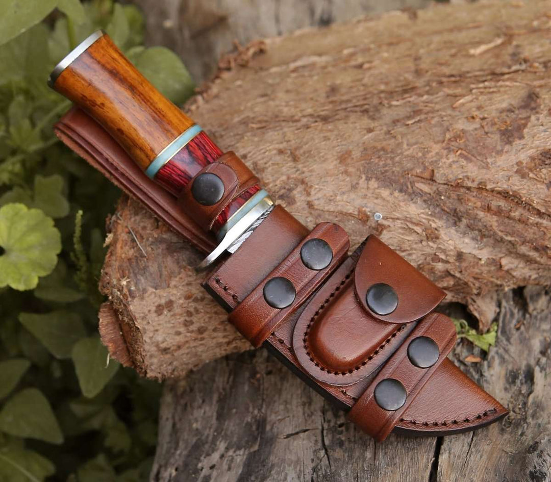 Mirage Knife Handle - Mirage Damascus Hunting Knife with Rosewood Handle - Shokunin USA