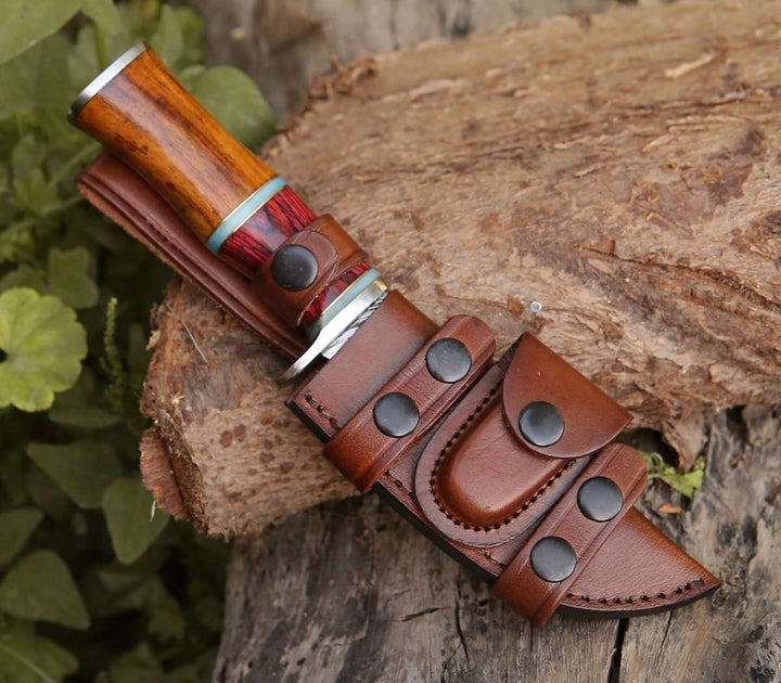 Mirage Knife Handle - Mirage Damascus Hunting Knife with Rosewood Handle - Shokunin USA