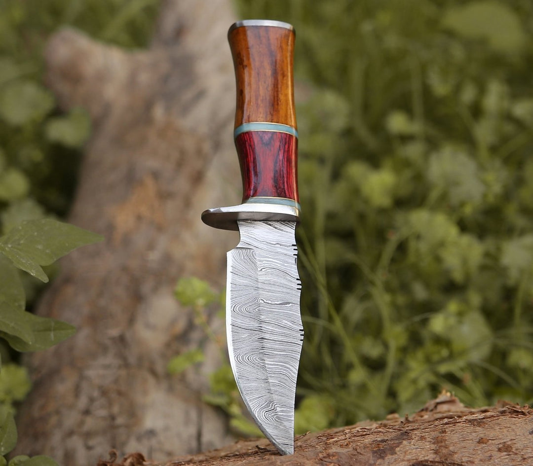 Mirage Hunting Handle - Mirage Damascus Hunting Knife with Rosewood Handle - Shokunin USA