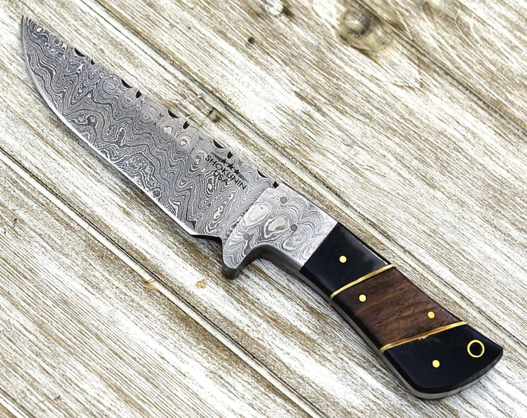 Momentum Damascus knives - Momentum Damascus Knife with Horn &amp; Rosewood Handle - Shokunin USA