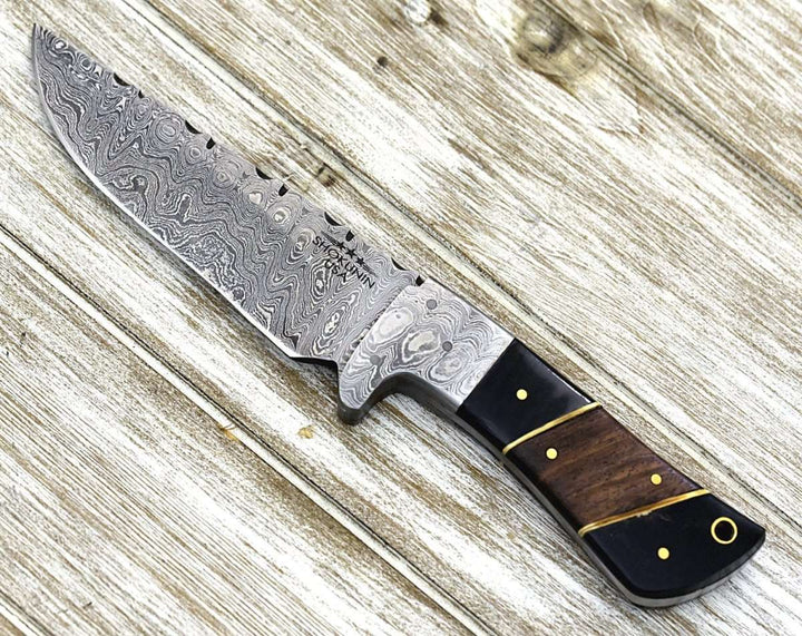 Momentum Damascus knives - Momentum Damascus Knife with Horn &amp; Rosewood Handle - Shokunin USA