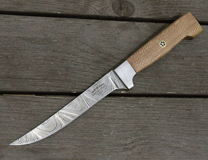 Monarch Damascus steel - Monarch Damascus Fillet Knife with Leopard Wood Handle - Shokunin USA