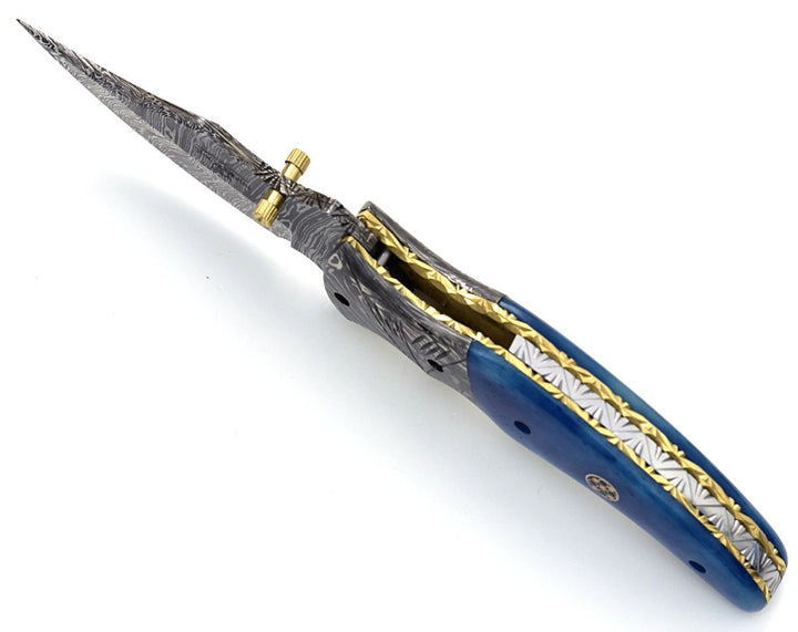 Nebula Pocket knives - Nebula Damascus Pocket Knife with Bone Handle - Shokunin USA