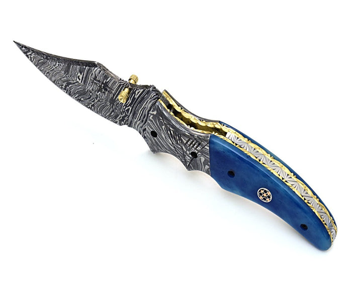Nebula Pocket Handle - Nebula Damascus Pocket Knife with Bone Handle - Shokunin USA