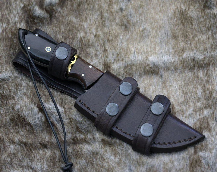 Oathkeeper Knife Handle - Oathkeeper Deer Skinning Knife with Horn &amp; Rosewood Handle - Shokunin USA