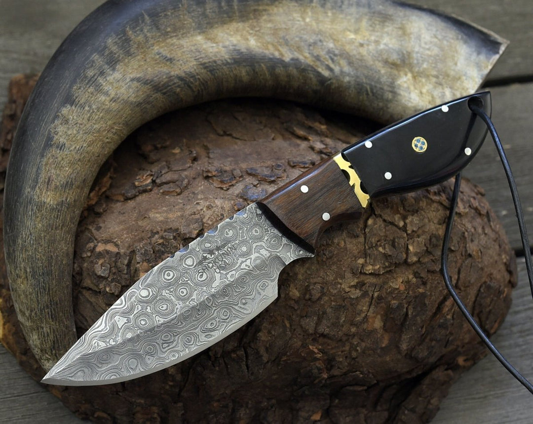 Oathkeeper Skinning Handle - Oathkeeper Deer Skinning Knife with Horn &amp; Rosewood Handle - Shokunin USA