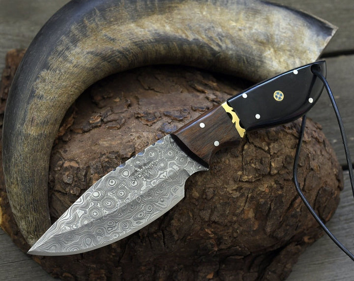 Oathkeeper Skinning Handle - Oathkeeper Deer Skinning Knife with Horn &amp; Rosewood Handle - Shokunin USA