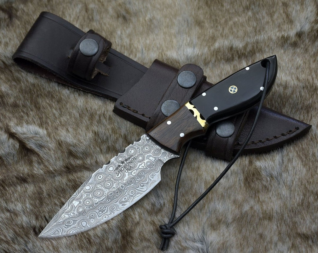 Oathkeeper Skinning Knife - Oathkeeper Deer Skinning Knife with Horn &amp; Rosewood Handle - Shokunin USA