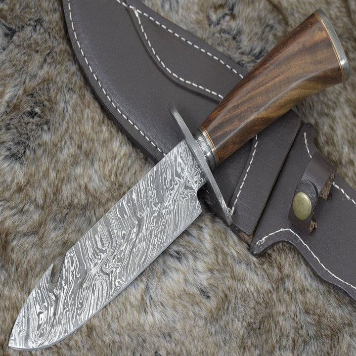Oblivion Damascus Bowie - Oblivion Damascus Bowie Knife with Exotic Rosewood Handle - Shokunin USA