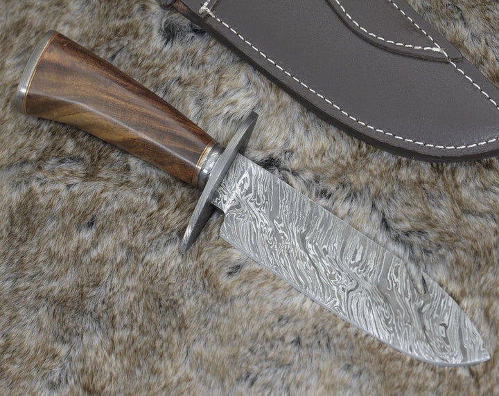 Oblivion Damascus Handle - Oblivion Damascus Bowie Knife with Exotic Rosewood Handle - Shokunin USA