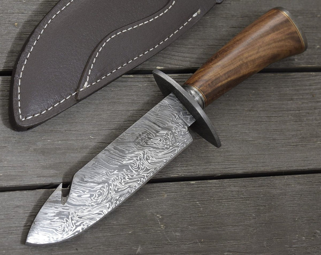 Oblivion Bowie Handle - Oblivion Damascus Bowie Knife with Exotic Rosewood Handle - Shokunin USA