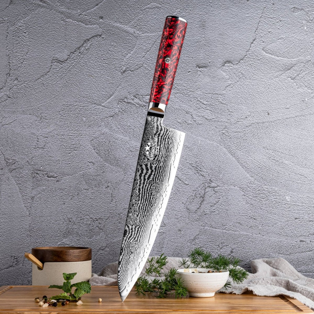 obsidian knife kitchen - Obsidian Japanese Damascus Chef Knife with Carbon Fiber Handle - Shokunin USA