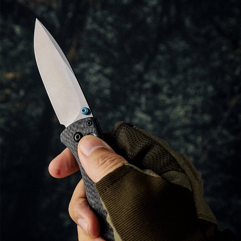 Onyx Steel knives - Onyx D2 Steel Folding Pocket Knife with Clip &amp; Carbon Fiber Hnadle - Shokunin USA